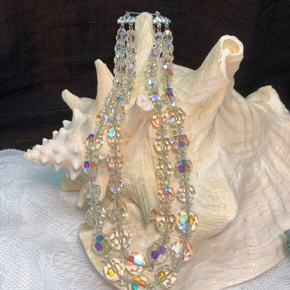 Gorgeous Crystal Double Strung Vintage Necklace Elegant Beaded WOW! - Picture 2 of 10